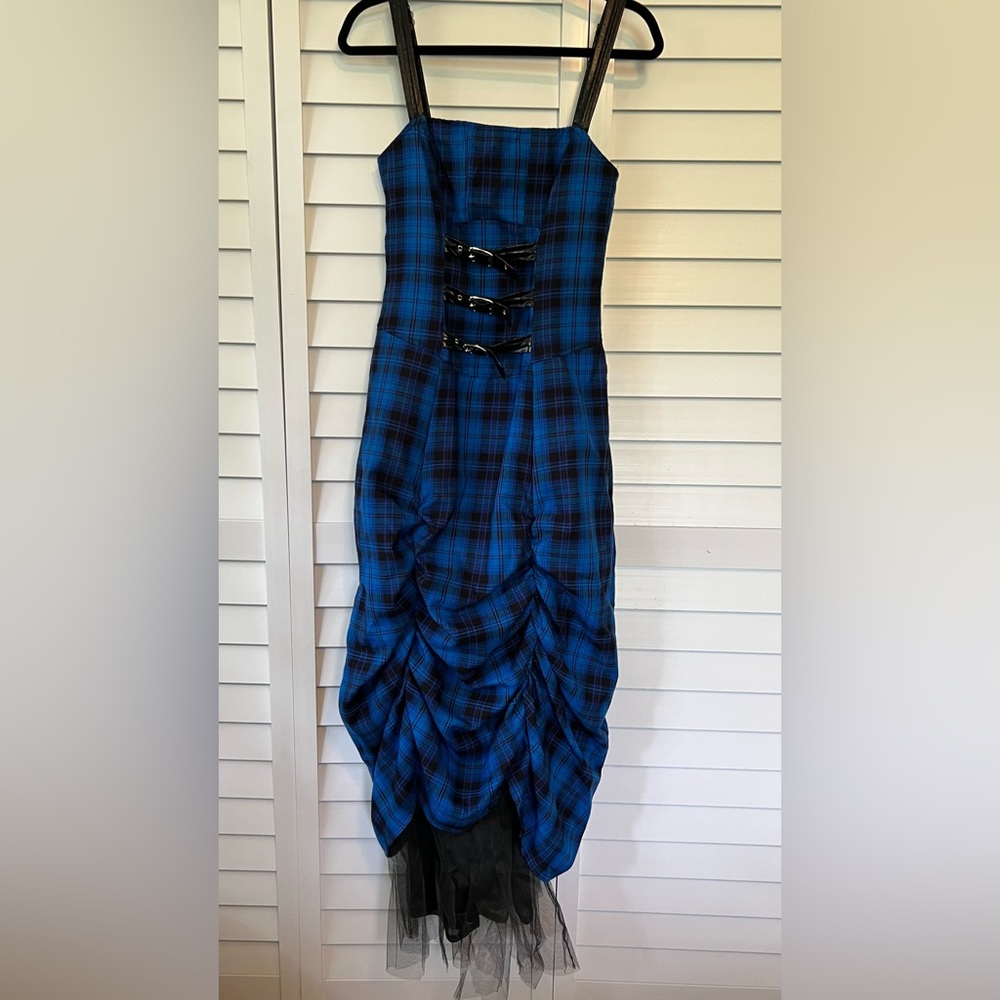 Lip Service Blue Plaid Prom Dress